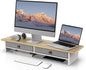 Fenge Monitor Stand with Drawer, 2 Tiers Dual Monitor Riser for Desk, 35 Inch Computer Stand for 2 Monitors, Desk Shelf for Home, Office, Laptop, PC, TV, Printer