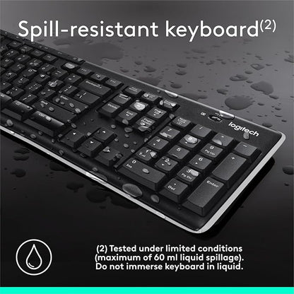 Logitech K270 Wireless Keyboard for Windows, 2.4 GHz Wireless, Full-Size, Number Pad, 8 Multimedia Keys, 2-Year Battery Life, Compatible with PC, Laptop, Black