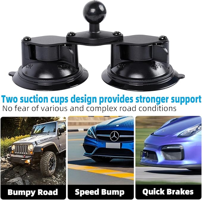 FPN Dual Suction Cup Tablet Mount for Truck/Car, 13.4 Inch Aluminum Arm, 360° Adjustable 2-Stage Tablet Stand Holder, Compatible with iPad Pro/Air/Mini, Galaxy Tab and All 6.5-12.9" Tablets