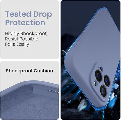 FireNova Designed for iPhone 15 Pro Case, Silicone Upgraded [Camera Protection] Phone Case with [2 Screen Protectors], Soft Anti-Scratch Microfiber Lining Inside, 6.1 inch, Lavender Gray