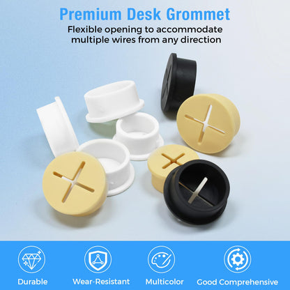 BOPOREAE Desk Grommet, 3/4 in 20 mm White 15 Pcs Silicone Rubber Grommets