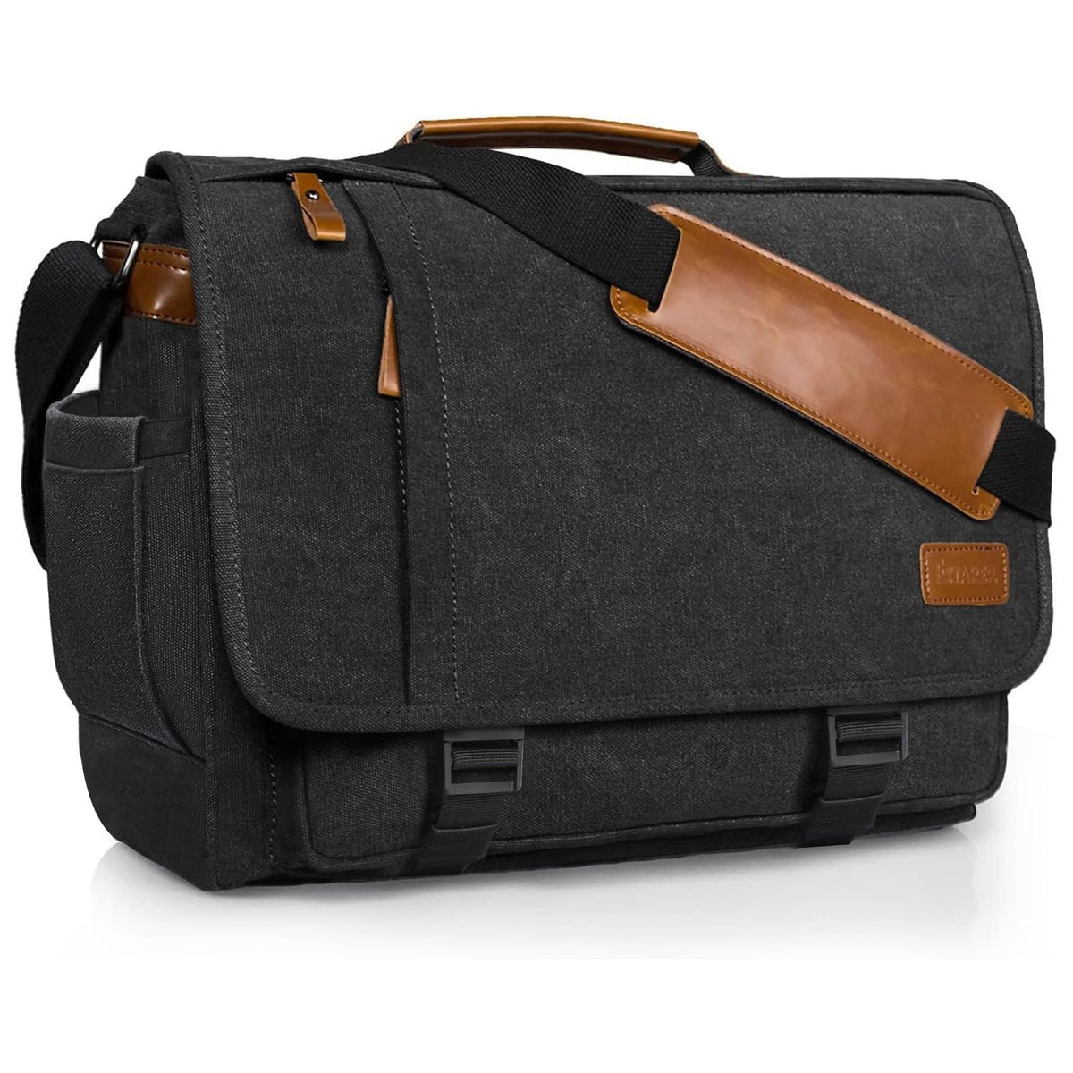 ESTARER 13-14 Inch Laptop Messenger Bag Water-Resistant Canvas Shoulder Bag for Business College, Grey
