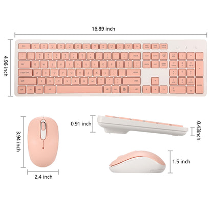 Wireless Keyboard and Mouse Combo, 2.4G Silent Cordless Keyboard Mouse Combo for Windows Chrome Laptop Computer PC Desktop, 106 Keys Full Size with Number Pad, 1600 DPI Optical Mouse (Pink)