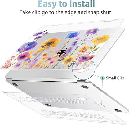 May Chen for MacBook Air 13.6 inch Case A3240 M4 A3113 M3 A2681 M2 with Retina Dispaly, 2025 2024 2023 2022 Release, Plastic Hard Shell Case with Screen Protector & Keyboard Cover, Watercolor Flower