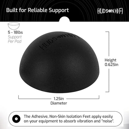 1.25" Platinum Silicone Speaker Isolation Pads - 4-Pack Non-Skid Speaker Pads with Adhesive, Speaker Isolation Feet for Record Player Isolation - Turntable Feet and Subwoofer - 20 Duro