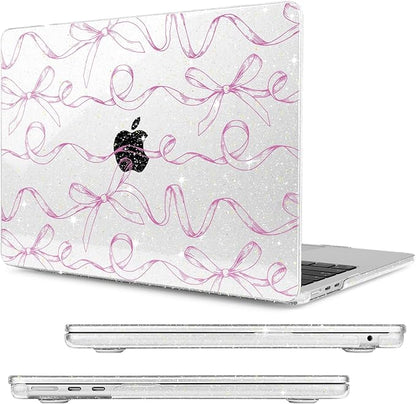 Compatible with MacBook Air 13.6 inch Case, M4 A3240/M3 A3113/M2 A2681 (Released 2025 to 2022), Hard Shell, Keyboard Cover, Screen Protector, Webcam Cover & Type-C Adapter, Sparkly Bows