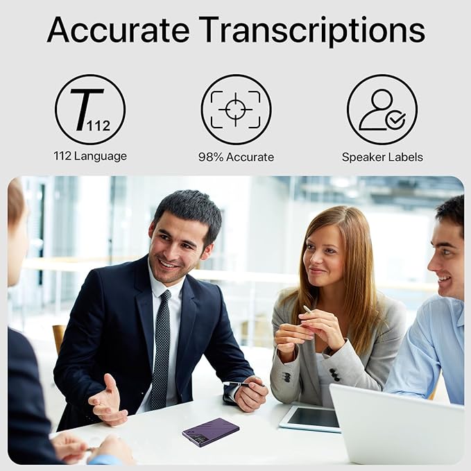 Ai Voice Recorder, Note Voice to Text Recorder W/Magnetic Case, App Control, Transcribe & Summarize with by Chatgpt, Support 112 Languages, 64GB Memory, Audio Recorder for Lectures, Meetings, Calls