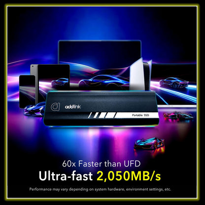 Addlink P21 2TB Portable External SSD, Up to 2,000MB/s Read, USB 3.2 Gen 2x2, Lightweight Storage for Photography, Video, Gaming and Fast backups, for PC Laptop Mac Windows Linux Android PS4 PS5