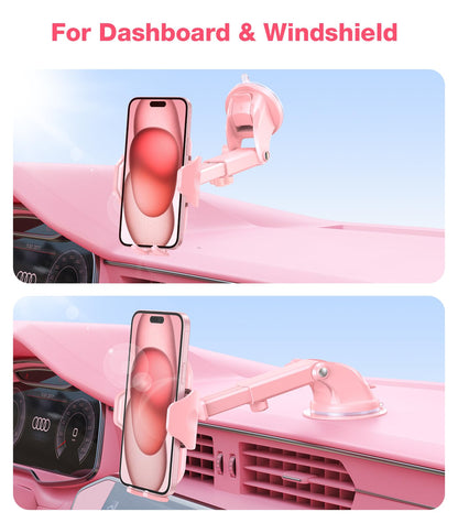 VICSEED [True Strongest Suction [Rally Racing-Grade Stability] Phone Holders for Your Car 2026 Upgraded Car Phone Holder Mount Truck Stand Cradle for iPhone Samsung All Phones, Pink