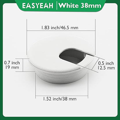 10 Pcs Desk Grommet 1-1/2" / 38 mm, Desk Cord Hole Cover, Cable Grommet ABS Plastic, Desk Hole Grommet for Home & Office Pc, Detachable Cable Cord Organizer-White