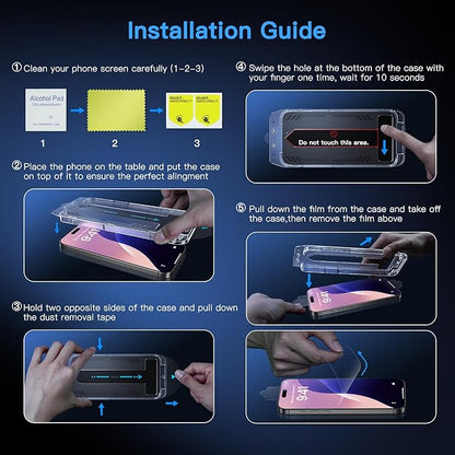 Uyiton Compatible with iPhone 16 Screen Protector (Anti-Blue Light) - [Easy to Install] Shatterproof Full Coverage [Case Friendly] 9H Tempered Glass Screen Protector for iPhone 16, 2 Pack