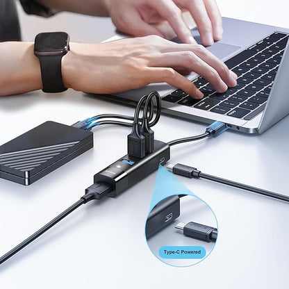 KAGO USB C Hub 4 Ports - Multiple USB 3.0 Hub with 5Ft Cable, USB-C Splitter Extender with USB Type-C Power Port, for Laptop,Desktop, Windows, Linux, PC(USB c)