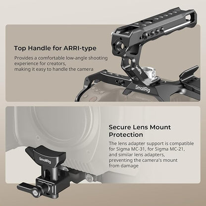 SmallRig Camera Cage Basic Kit for Blackmagic Design Cinema Camera 6K, Full Cage for BMCC 6K, with Top Handle, SSD Mount Bracket, Cable Clamp and Lens Mount Adapter Support - 4574