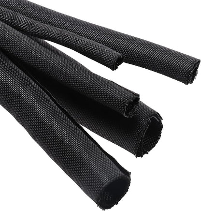Braided Wire Loom Mesh Woven Black Split Sleeving for Automotive Wires/Audio Video Cable/Multi-Cable Strings (1/4" - 28 Feet)