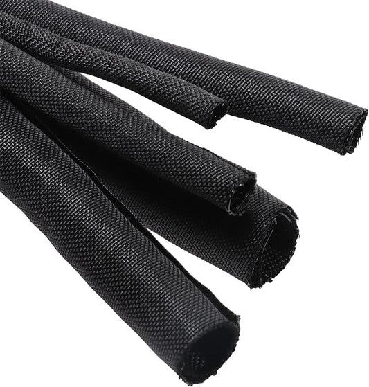 Braided Wire Loom Mesh Woven Black Split Sleeving for Automotive Wires/Audio Video Cable/Multi-Cable Strings (1/4" - 28 Feet)