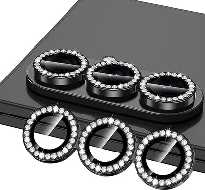 for Samsung Galaxy Z Fold 7 Camera Lens Protector, Individual Metal Ring Tempered Glass Lens Cover, [Strong Adsorption] Scratch Resistant Ultra-Thin HD Clear Lens Cover, 1 Set-Black Diamond