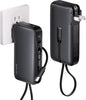1 Pack Portable Charger with Built-in USB-C Cable & Plug, 10,000mAh 5V/4.5A Power Bank Fast Charging 22.5W, Travel Essential Battery Pack 3 Output for iPhone 16/15 Series, Samsung Galaxy, iPad