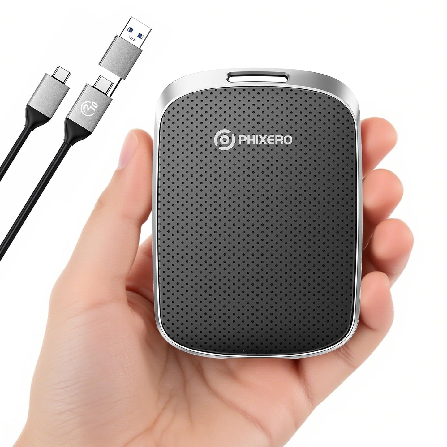 PHIXERO Portable External SSD 2TB Up to 550MB/s, USB 3.2 Gen 2 USB C to C&A for Smartphone/Tablet/PC/Laptop/Camera (Black)