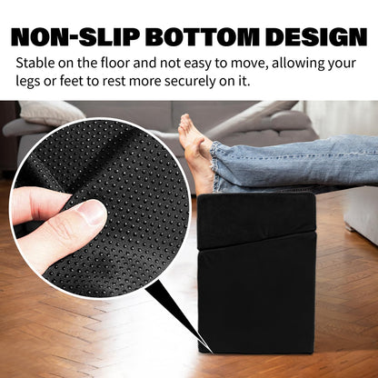 Adjustable Foot Rest Under Desk with 3 Adjustable Heights High-Density Foam Ergonomic Footrest for Office, Home, Travel Airplane, Removable Washable Cover for Back Pain Relief Posture Support (Black)