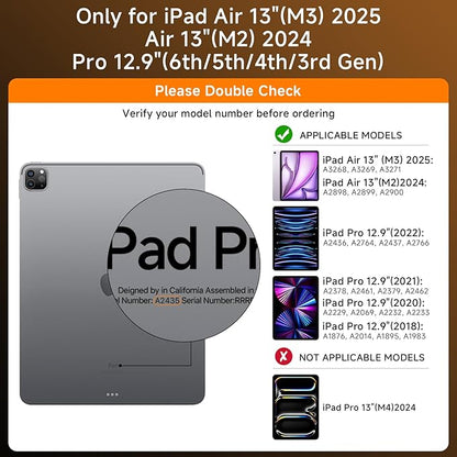 Transparent Case with Keyboard for iPad Air 13 Inch (M3/M2, 2025/2024), iPad Pro 12.9 Inch (6/5/4/3 Gen),7-Color Backlit,Magic Wireless Keyboard, 360°Rotating,with trackpad,Pencil Holder,Black