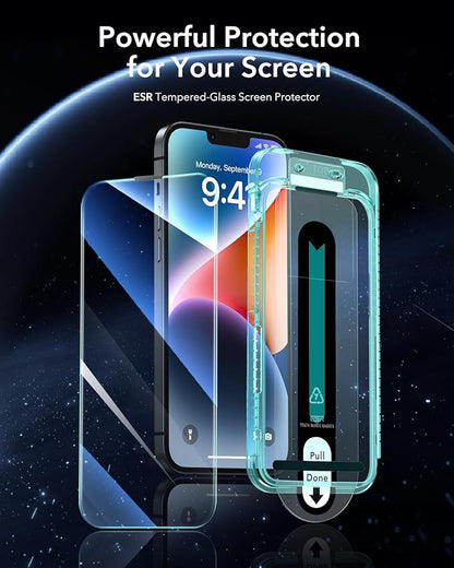 ESR 3 Pack for iPhone 16e/ iPhone 14/ iPhone 13/ iPhone 13 Pro Screen Protector, [9H Hardness] [Military Grade Shatterproof] Tempered Glass Film with Flawless Fit Tray