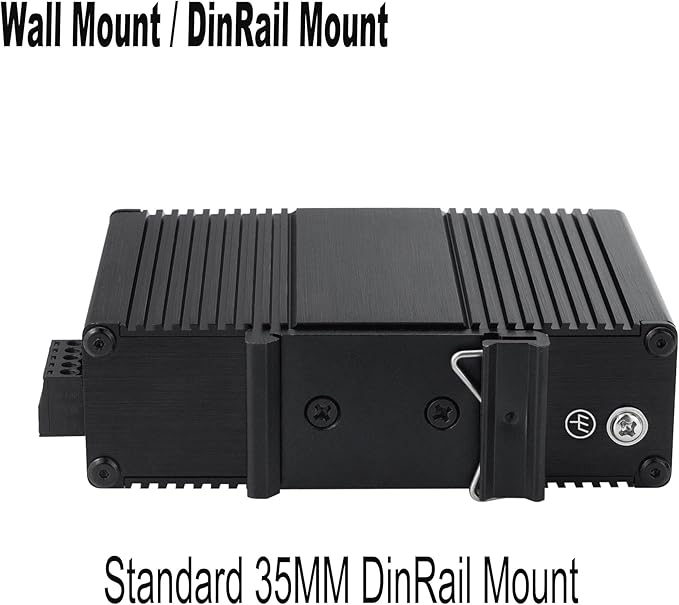 Industrial Mini Gigabit Ethernet Switch 4-Port RJ45 10/100/1000BASE-T+1-Port SFP Slot,Unmanaged Network Switch,Network Hub,Dinrail Mount or Wall-Mount,Plug & Play,Fanless (4 RJ45+1 SFP with PoE)