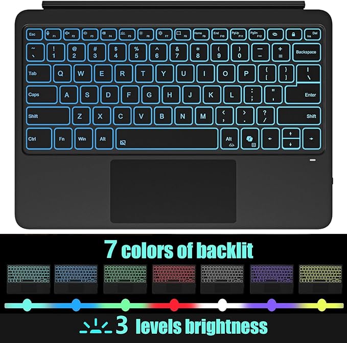 Magnetic Bluetooth Keyboard Cover for Surface Pro 12" 1st 12 inch Laptop Released in 2025 with Backlit (Dark Grey)