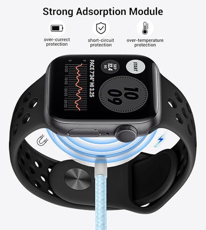 Temdan for Travel Vacation Essentials,3 in 2 USB C Cable for Apple Watch Charger/iPhone 16 Charger/Lightning,Multi Charging Cable Cord,Camping Essentials,Designed for iWatch &iPhone 16-12-5FT Blue