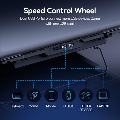 ICE COOREL Laptop Cooling Pad with 6 Cooling Fans, Cooling Pad for Laptop Fan 13-15.6 Inch, Laptop Cooler Stand with 6 Height Adjustable, Notebook Cooler Pad with Two USB Port