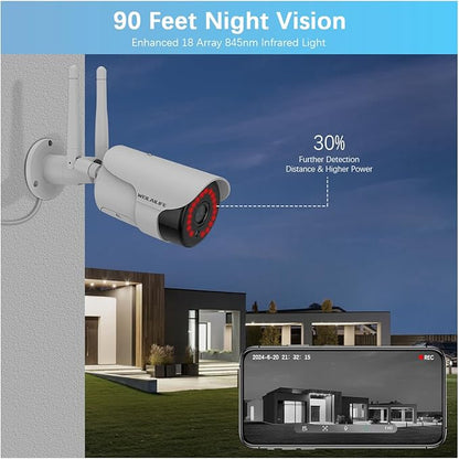 WEILAILIFE 【 90ft Super Night Vision & Dual Antenna Enhanced】 2-Way Audio Outdoor Wireless Security Camera System, WiFi Video Surveillance, Home Security Cameras