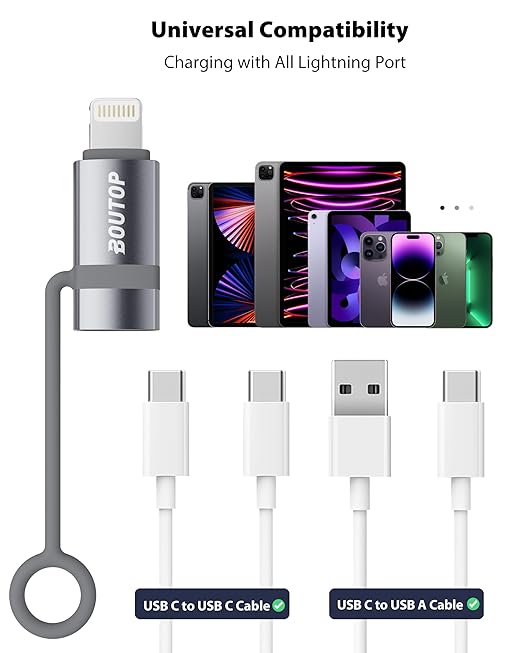 [MFi Certified] USB C to Lightning Adapter, Type C to Lightning Adapter Support 36W PD Fast Charging Compatible with iPhone iPad Gray -3 Pack