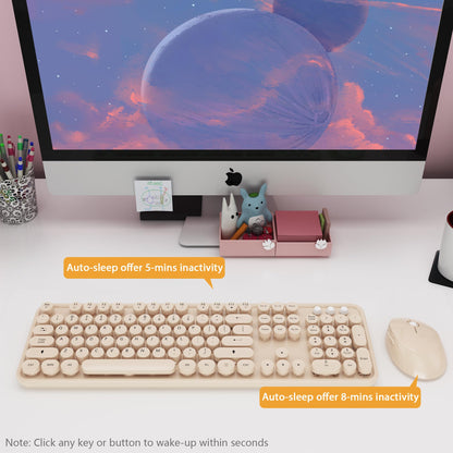 KOOTOP Cute Colorful Wireless Keyboard and Mouse Combo