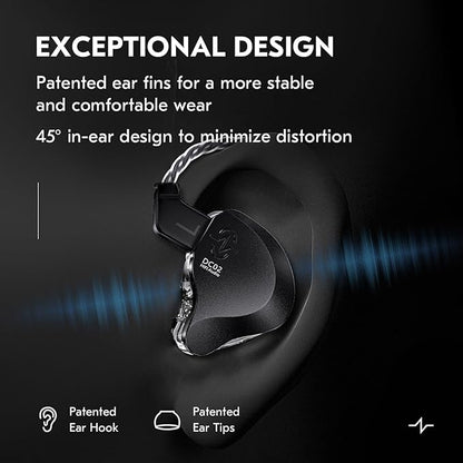 in Ear Monitor Headphones,CCZ DC02 In Ear Monitor Dual Magnetic Circuit DD Wired Earbuds ,Professional Hifi Earphone,Stereo Sound Gaming Earbud,IEM for Gaming,CCZ IEM Earphone for System(Black,No MIC)