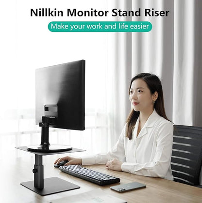 Nillkin Monitor Stand for Desk, Adjustable Height Computer Monitor Stand, Ergonomic Aluminum Computer Stand for Desktop Monitor, iMac,MacBook, Dell, HP, Lenovo and other Screen Display, Black