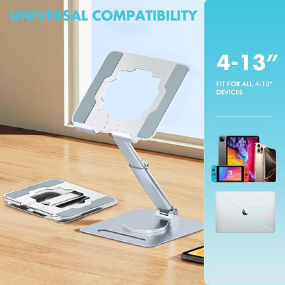 GuaziV 360° Adjustable Tablet Stand - Ergonomic Foldable Holder for iPad 10.2-12.9”, Kindle, Phones 4-13”, Anti-Slip Desktop Mount for Work, Cooking, Gaming & Reading