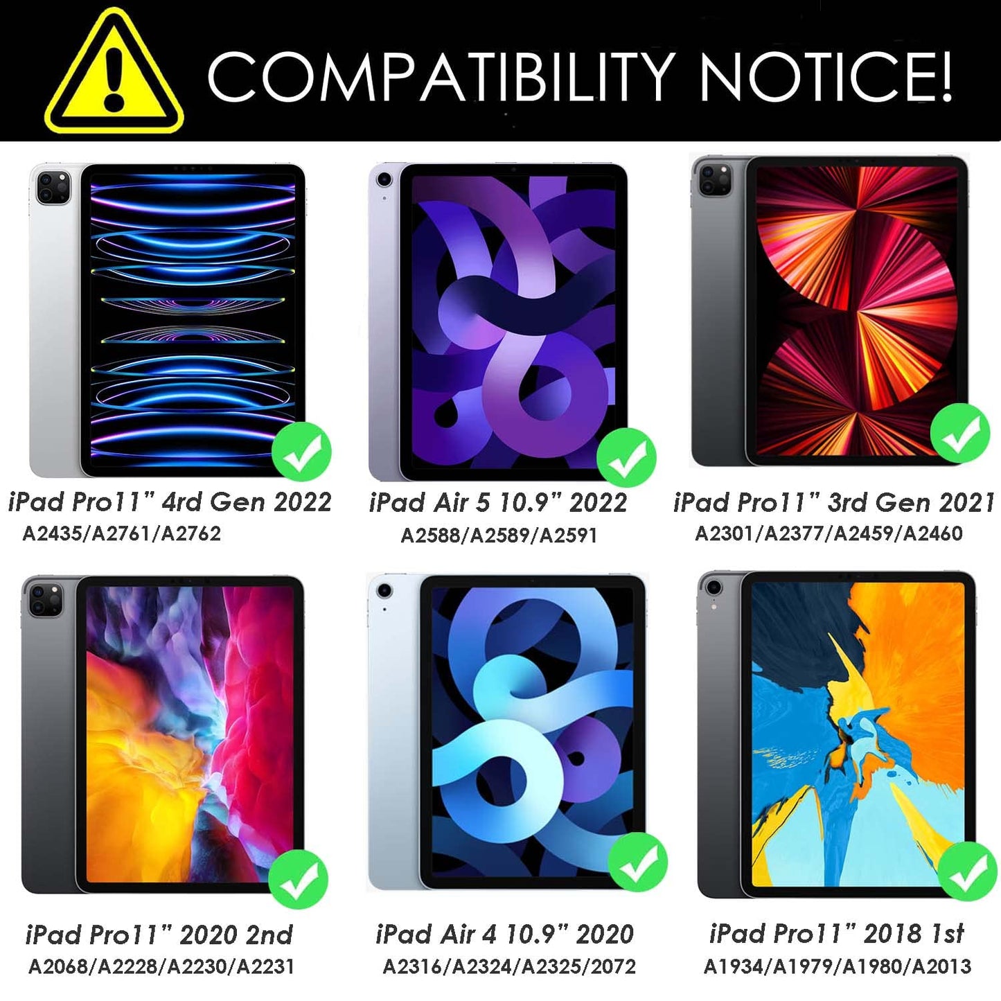 eoso iPad Air 5th Keyboard Case for iPad Air 11 inch (M2) 2024/4th/3rd/2nd/1st Gen -iPad10.9 Air 5 /Air 4 Gen-7 Color Backlight,Touchpad Detachable Slim Cover with Pencil Holder (10.9"/11",Black)