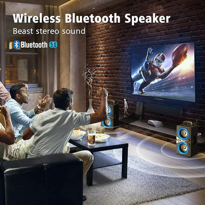 Bluetooth Speakers, Wireless TWS Portable Speaker with Lights,100dB Loud Subwoofer 80w(Peak) Stereo Sound, Bassup Technology, Long Playtime for Outdoor Party