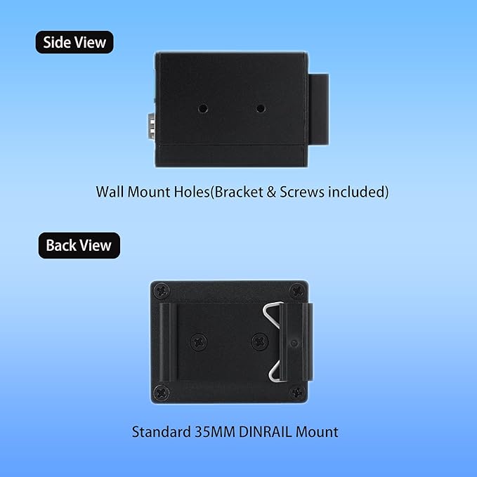 Industrial Mini Gigabit Ethernet Switch, 2-Port RJ45 + 1-Port SFP, Unmanaged Network Switch,Plug & Play,Fanless Metal Design,AC Power Supply(Non PoE)
