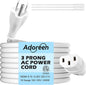 Adoreen 6 Ft Computer TV Replacement Power Cord White, 18AWG 3-Prong AC Universal Power Supply Cable NEMA 5-15P to IEC 320 C13 for Printer, PC, Monitor TV LCD, ETL+Ties