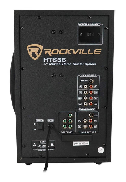 Rockville HTS56 5.1-Channel Bluetooth Home Theater System, 8" Subwoofer