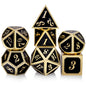 DNDND Metal Dice Set D&D, 7 die Metallic Polyhedral Dice Set with Gift Metal Box and Gold Number for DND Dungeons and Dragons Role Playing Games (Black and Gold)