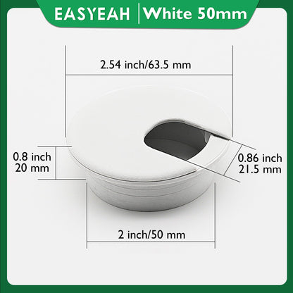 EASYEAH 10 Pcs Desk Grommet 2" / 50 mm, Desk Cord Hole Cover, Cable Grommet ABS Plastic, Desk Hole Grommet for Home & Office Pc, Detachable Cable Cord Organizer-White