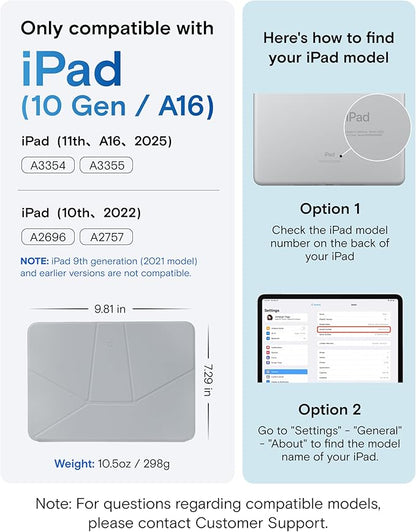 MOFT Dynamic Folio Case for iPad A16 11th Generation 11 Inch 2025/ iPad 10th Generation 10.9 Inch 2022, Silm Magnetic Stand Case with 20+ Viewing Angles, Auto Wake/Sleep, Cement x Sapphire