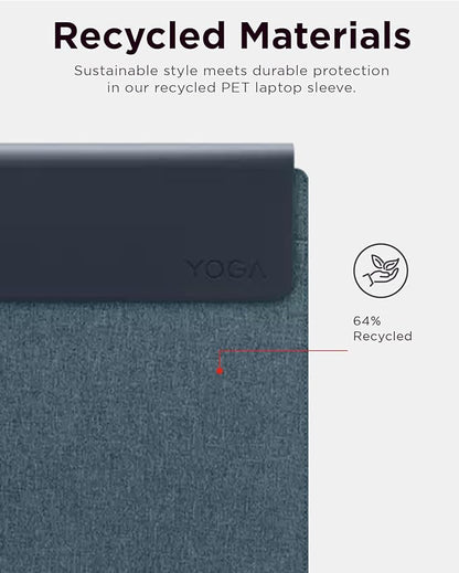 Lenovo Slim Laptop Sleeve 14 Inch Notebook/Tablet - Compatible with MacBook Air/Pro - Eco-Friendly Lightweight Case with Accessory Pocket & Magnetic Closure - Teal