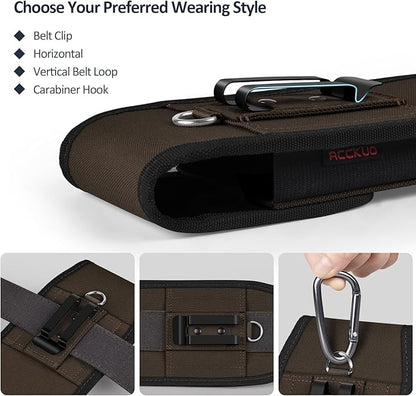 Phone Holster for Belt with Metal Clip and Magnetic Closure Compatible with iPhone 16/15/14/13/12 Pro Max, Galaxy S25/S24/S23/S22 Plus & FE for Everyday Protection, L-Coffee
