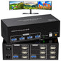 8K 60Hz HDMI KVM Switch 3 Monitors 2 Computers 4K 120Hz USB 3.0 KVM Switches Triple Monitor 2 Ports Share 1 Set of Keyboard Mouse Printer Scanner Between Two PC with Wired Controller
