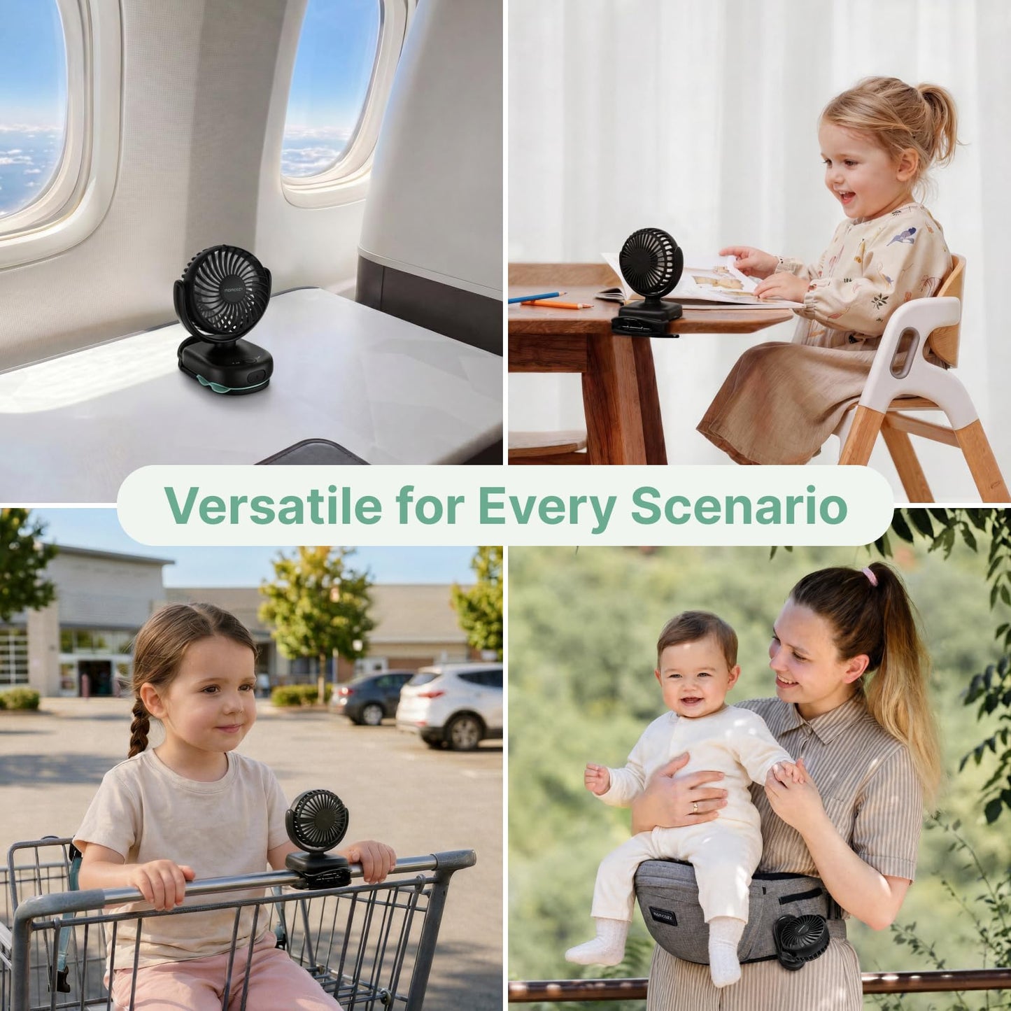 Momcozy Portable Stroller Fan with Clip, 4-Speed Mini Cooling Fan, 0.26 Lb