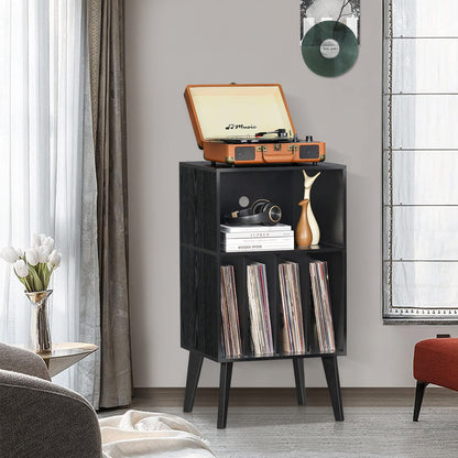 Lerliuo Record Player Stand, Black Turntable Stand Holds up to 160 Albums