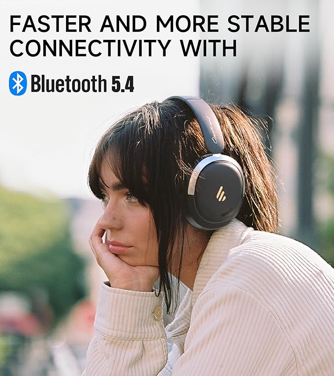 Atom Max - Hybrid Active Noise Cancelling Headphones, Hi-Res Audio, Wireless Over-Ear, Foldable, 45H Playtime, Fast Charging, Customize via an App, Bluetooth v5.4, ANC Headphones, Black