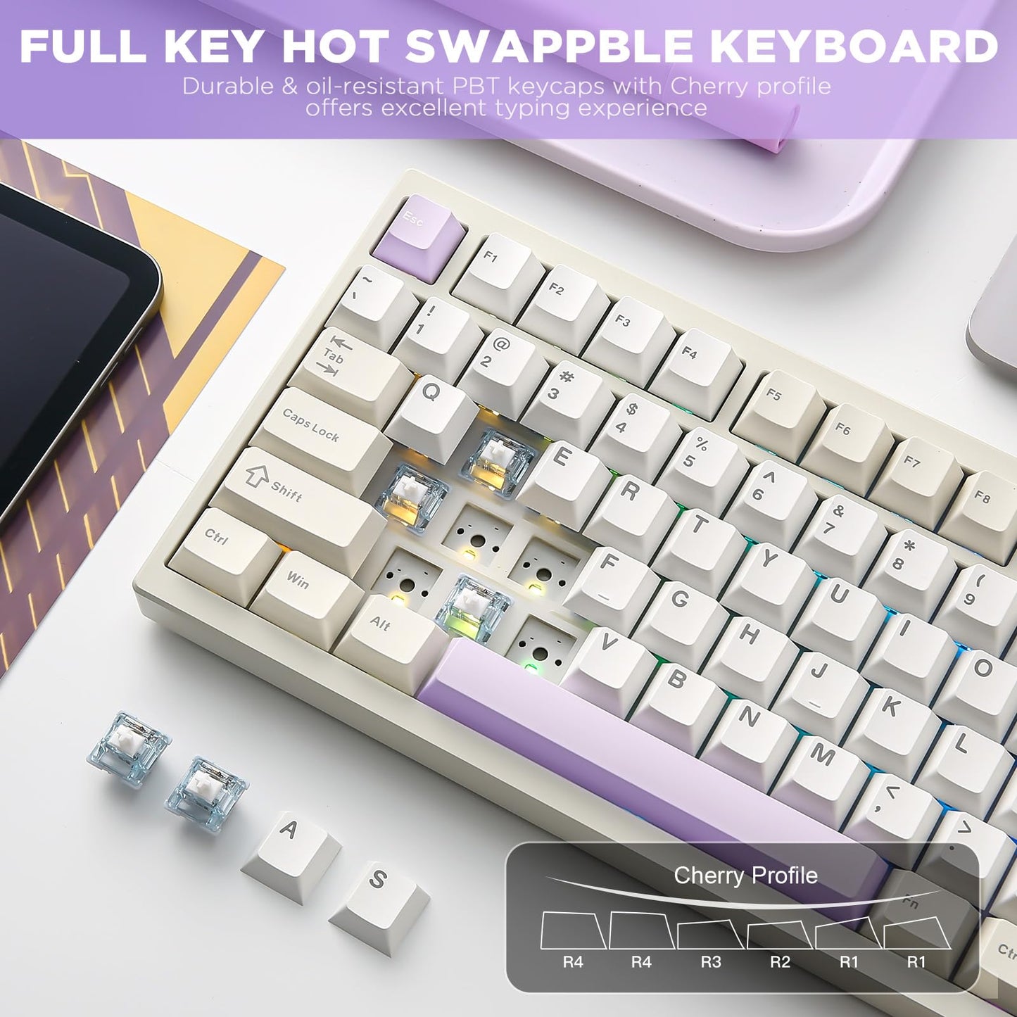 YUNZII AL80 75% Wireless Aluminum Mechanical Keyboard(Beige, Gateron Zero)